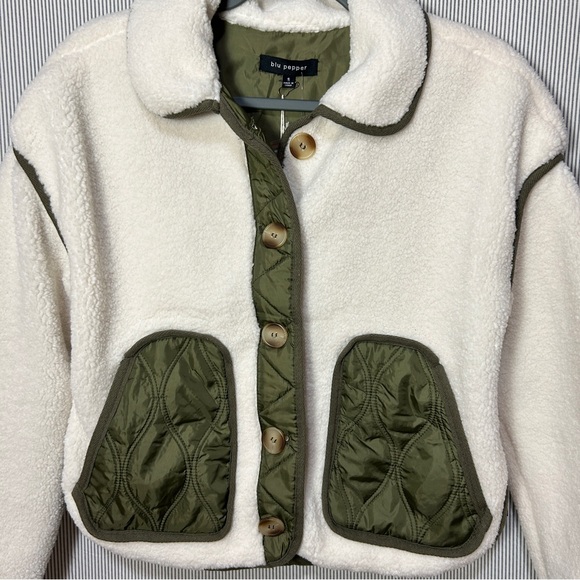 Blu Pepper White and Green Teddy Jacket - Picture 4 of 8